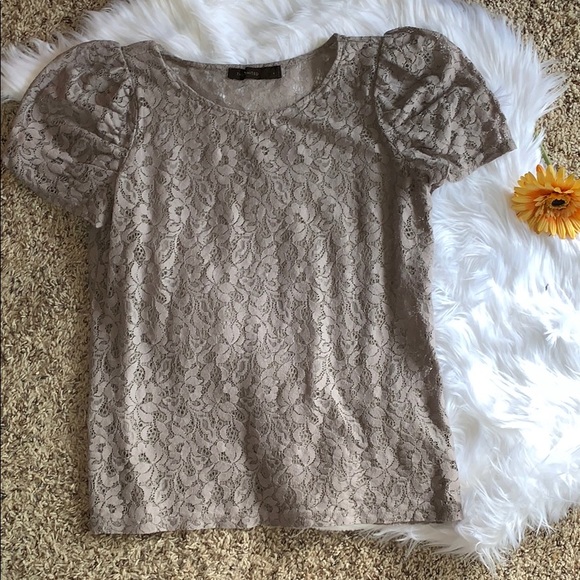 The Limited Tops - The Limited Neutral Lace Top